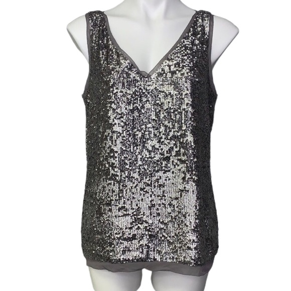 Talbots Tops - Talbots Silver Sequin Tank Top Blouse
